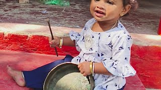 cute baby girl Baja bajane ki kosis kar rahi hai🥰🥰😍 [upl. by Anitsej]