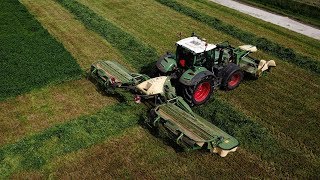 Breure Loonwerk Fendt 722 Lucerne maaien nieuwe Krone tripel maaier Trekkerweb [upl. by Aititel]