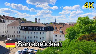 Germany 🇩🇪 Walking tour Sarrebruck City panoramic view City Sounds 4K promenade dans la ville [upl. by Llenyaj]