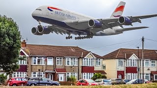 35 BIG PLANE TAKEOFFS and LANDINGS from UP CLOSE  London Heathrow Plane Spotting LHREGLL [upl. by Ynamrej]