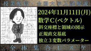 1111月 数学Ｃ：斜交座標と領域の図示、正規直交基底、独立３変数パラメーター [upl. by Agnola179]