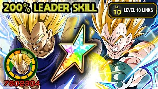 200 LEADER SKILL 100 TEQ SSJ2 ➜ MAJIN VEGETA LEVEL 10 LINKS Dragon Ball Z Dokkan Battle [upl. by Vida519]