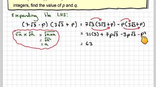 Finding the coefficients of a surd by equating sides [upl. by Alfons581]