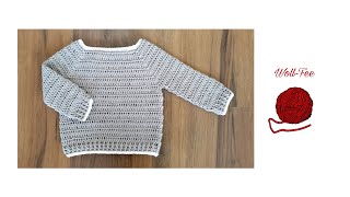 Babypullover häkeln Gr 6268 Schritt für Schritt Anleitung siehe Beschreibung für andere Größen [upl. by Inava]