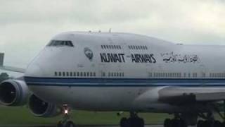 Kuwait B747 at Manchester Airport [upl. by Annoirb]