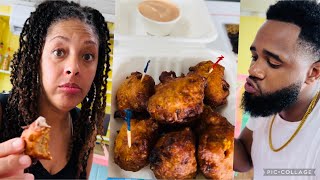 1st Time Trying Conchy Conch Fritters Were they good conchshell foodie bahamas [upl. by Gnoix4]