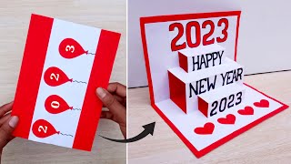 Happy new year card 2023  DIY New year pop up greeting card  How to make new year greetings card [upl. by Ellenehc]