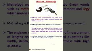 What is Metrology II Metrology 1 [upl. by Htesil]