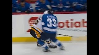 Dustin Byfuglien Wobbly After Checking Jamie Oleksiak [upl. by Ainot]