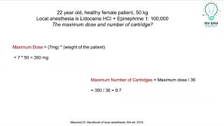 Calculation of Maximum dose of Local Anesthesia amp Number of Cartridge [upl. by Andrus]