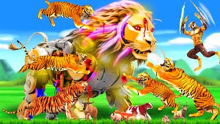 Tiger Vs Lion Telugu Stories  Lion Stories  Lion Amazing Moral Stories Collection  Fairy Tales [upl. by Carlye]