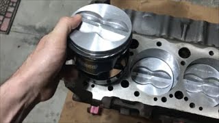 Small Block Chevy  Installing Piston Rings and Pistons [upl. by Lochner54]