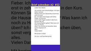 Brief schreiben Deutsch A2 22 Entschuldigung für die Abwesenheit [upl. by Monika]