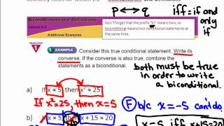 lesson 22 Biconditional Statements [upl. by Kcirdes340]