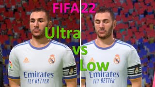 FIFA 22 Low vs Ultra Graphics Comparison PC 4K [upl. by Lotsyrc894]