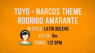 Tuyo – Narcos Theme – Rodrigo Amarante  Karaoke Female Backing Track [upl. by Boor]