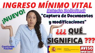 🙄🙄Ingreso Minimo Vital Estado CAPTURA DE DOCUMENTOS Y MODIFICACIONES 😉Buenas Noticias ¿ESO QUE ES [upl. by Nahsrad]