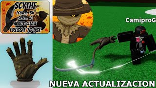 Como Conseguir el SCYTHE Glove y quotFarmland Fray Badgequot Actualizacion de SB  Slap Battles Roblox [upl. by Ahsiled]