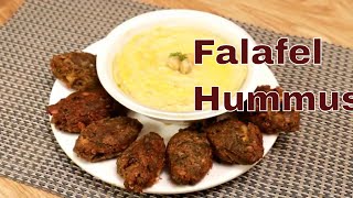 Falafel with Hummus dip  Lebanese yummy hummus with crispy falafel [upl. by Eatnuhs]