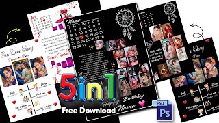 5 Trending Collage Photo Frame Designs Free PSD for Wedding Anniversary and Birthday [upl. by Enoval]