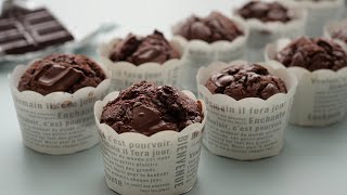 溶かしバターでもっと簡単♡濃厚すぎる極旨ガトーショコラちびサイズ  Easy Chocolate Cup Cakes [upl. by Uphemia]