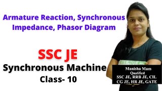 Armature Reaction Synchronous Impedance Phasor Diagram in Hindi Synchronous Machine SSC JE 10 [upl. by Licastro]