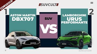 Aston Martin DBX707 vs Lamborghini Urus Performante Specs HP Acceleration Price etc [upl. by Alil491]