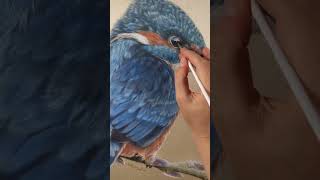 Final touches of kingfisher hyperrealisticart silkpainting painting hyperrealism art wildlife [upl. by Buschi252]