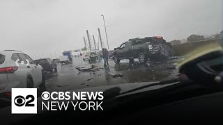 Kosciuszko Bridge crash leaves 1 dead and 7 hurt FDNY says [upl. by Paquito105]