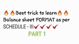 Tricks to learn balance sheet format as per schedule III  preparation of financial statement part 1 [upl. by Lasley]