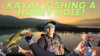 Inflatable KAYAK Fishing a Beautiful Lake And TONS Of BASS [upl. by Skerl109]