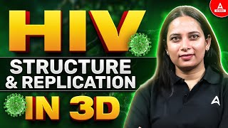 HIV Structure and Replication Explained in 3D 🧬 Must Watch for Class 12 Biology [upl. by Laerol]