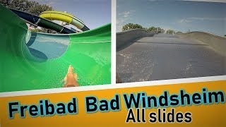 Freibad Bad Windsheim Alle Rutschen  all slides Dr HansSchmotzer Bad 2018 [upl. by Pulcheria794]