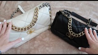 Chanel 19 26cm vs Chanel 19 Large 30cm  Lambskin vs Goatskin [upl. by Einoj239]