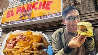 El Parche  Trying the Colombian Hotdog and the Most Cheesiest Burger [upl. by Ahseuqal233]