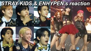 STRAY KIDS amp ENHYPEN being supportive to LE SSERAFIMs performance at Golden Disc Awards 2024 [upl. by Dickman]