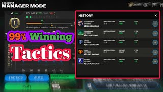 99 Winning Tactics  Best Tactics Manager Mode In FC Mobile 24 Reach FC Champion [upl. by Doreg324]