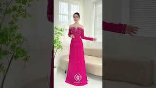 Mẫu áo dài mang hơi hướng hiện đại trẻ trung với thiết kế cổ V cách điệu mynoca aodaimynoca [upl. by Noemys]