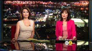 Leyna Nguyen 20110616 9PM KCAL9 HD Striped dress [upl. by Annirac]