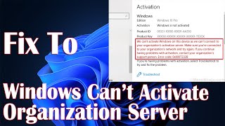 Unable To Activate Windows 10 Organization Server Error  How To Fix [upl. by Beauregard]