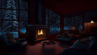 🔴10 hours of atmosphere with crackling fireplace  Cozy winter wonderland  Sound of blizzards [upl. by Hsemar799]