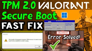 Quick Fix for TPM 20 Valorant Error on Windows 11 Enable TPM 20 in BIOS for Smoother Gameplay [upl. by Cathe573]