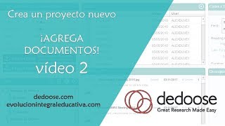 Cómo crear proyecto y agregar los documentos de investigación en Dedoose [upl. by Noirb293]