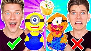 CUPCAKE ART CHALLENGE Learn How To Make Minions Star Wars Jedi amp Mario Nintendo Food DIY Pancake [upl. by Ballou]