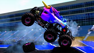 Insane Crashes 19 BeamNGDrive Monster Jam monsterjam beamng gravedigger [upl. by Onibag553]