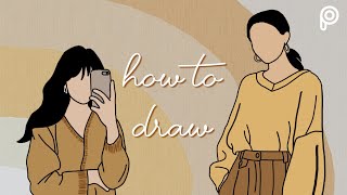 How to draw cartoon portrait  Picsart Tutorial [upl. by Xenophon]