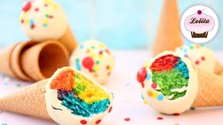 Receta de cake pops en forma de helado  Cake pops sin molde fáciles  Sin horno [upl. by Orsini285]