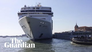 Cruise ship crashes into Venice dock [upl. by Winter]