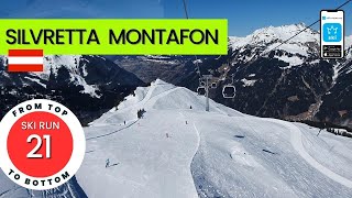 Silvretta Montafon Austria  ski run 21  St Gallenkirch  from top to bottom [upl. by Airdnaxela]