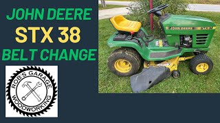 John Deere STX38 Belt Change [upl. by Atirahs]